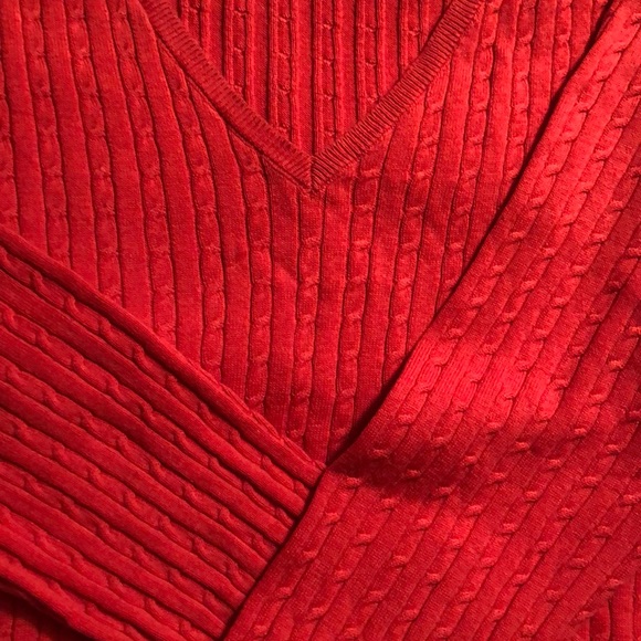 Αnne Klein cable knit v-neck/orange/ size XL - Picture 4 of 5
